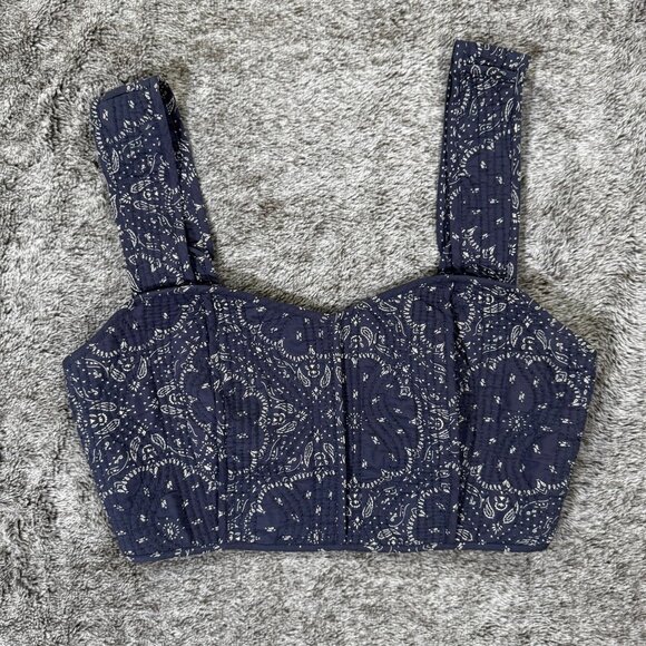 Madewell Quilted Sweetheart Crop Top Sz 2 - Picture 2 of 9